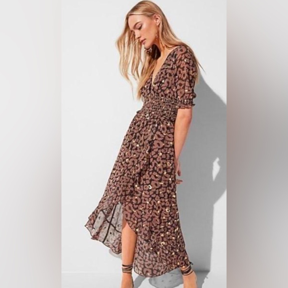 Express Hilo Metalic Elegant Animal Print Dress | NWT